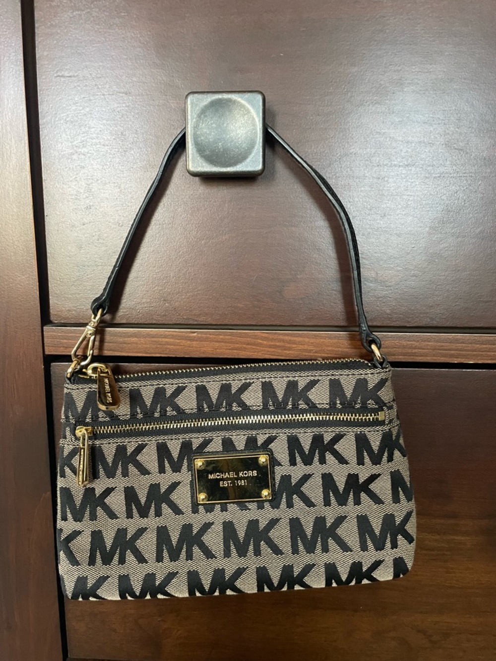 Michael Kors Black & Brown MK Logo Shoulder Bag